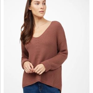 Tentree Highline Cotton Vneck Sweater Dusty Rose M